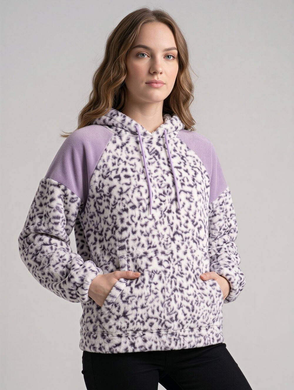 Mabelinda Leopard Print Fleece Hoodie